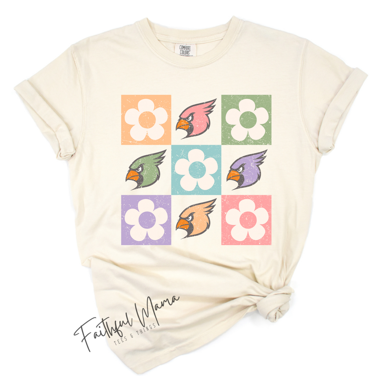 Cardinals Pastel Flower Checkers